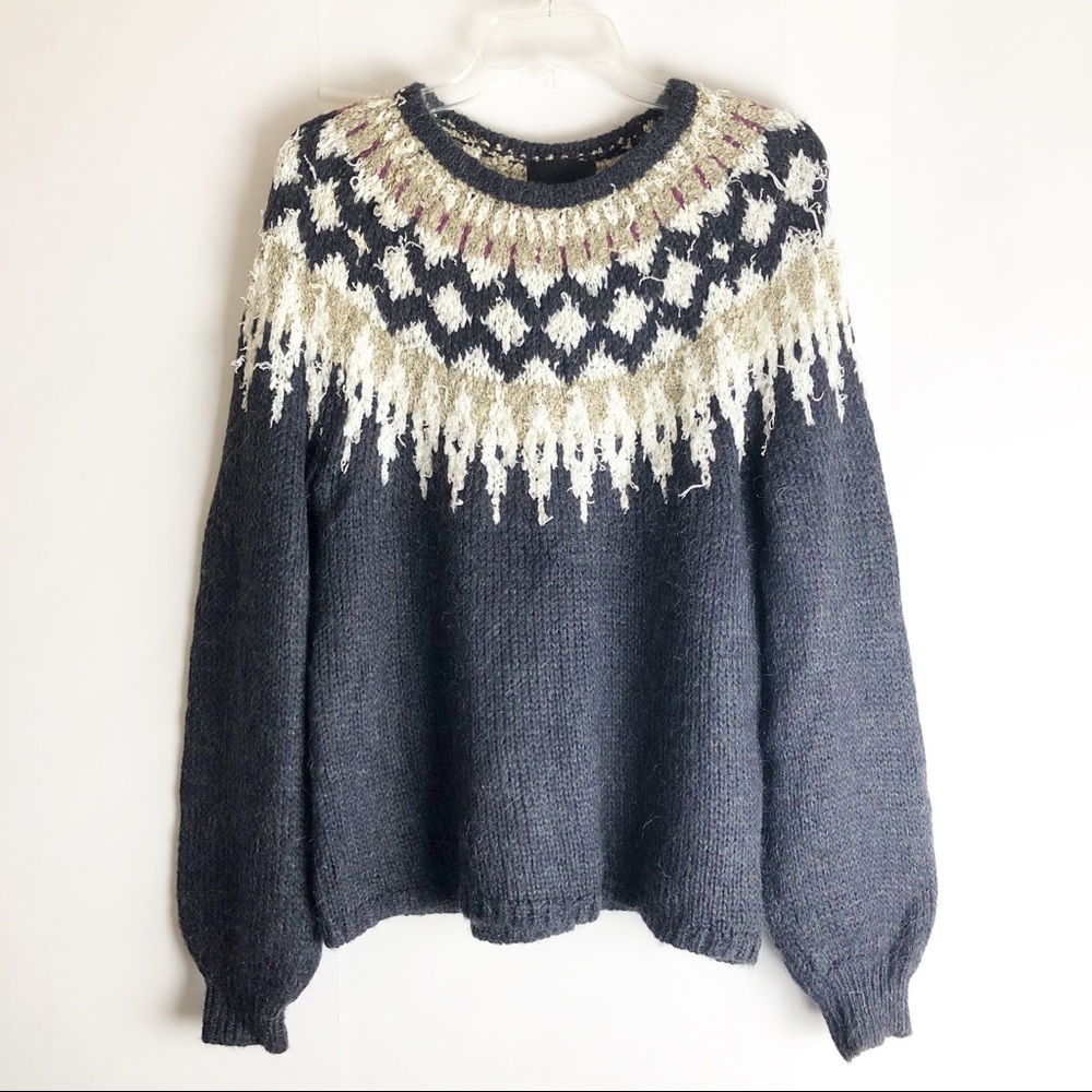 Cynthia Rowley Chunky Fair Isle Wool Blend Sweater